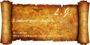 Lamberger Judit névjegykártya